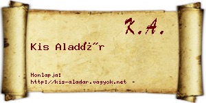 Kis Aladár névjegykártya