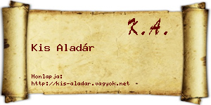 Kis Aladár névjegykártya